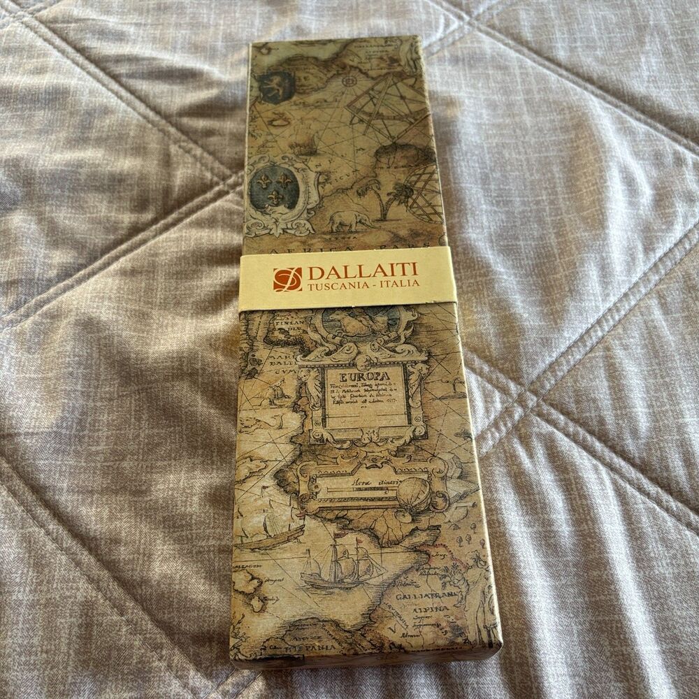 NIB Dallaiti Italian Calligraphy Feather Pen Writing Set Antique Map Box